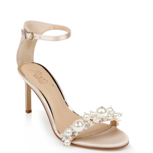 Jewel Badgley Mischka LASSIE Open Toe Stiletto Heels Size 7 - Picture 1 of 12